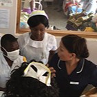 Nadine with students